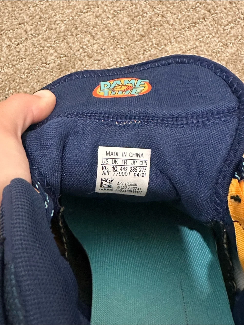 Adidas Dame 7 EXTPLY Sneakers - Aqua, Navy & Orange Accents